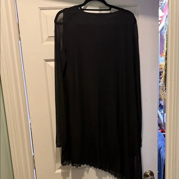 ASOS Asymmetrical Black Dress with Mesh Sleeves - Picture 4 of 4